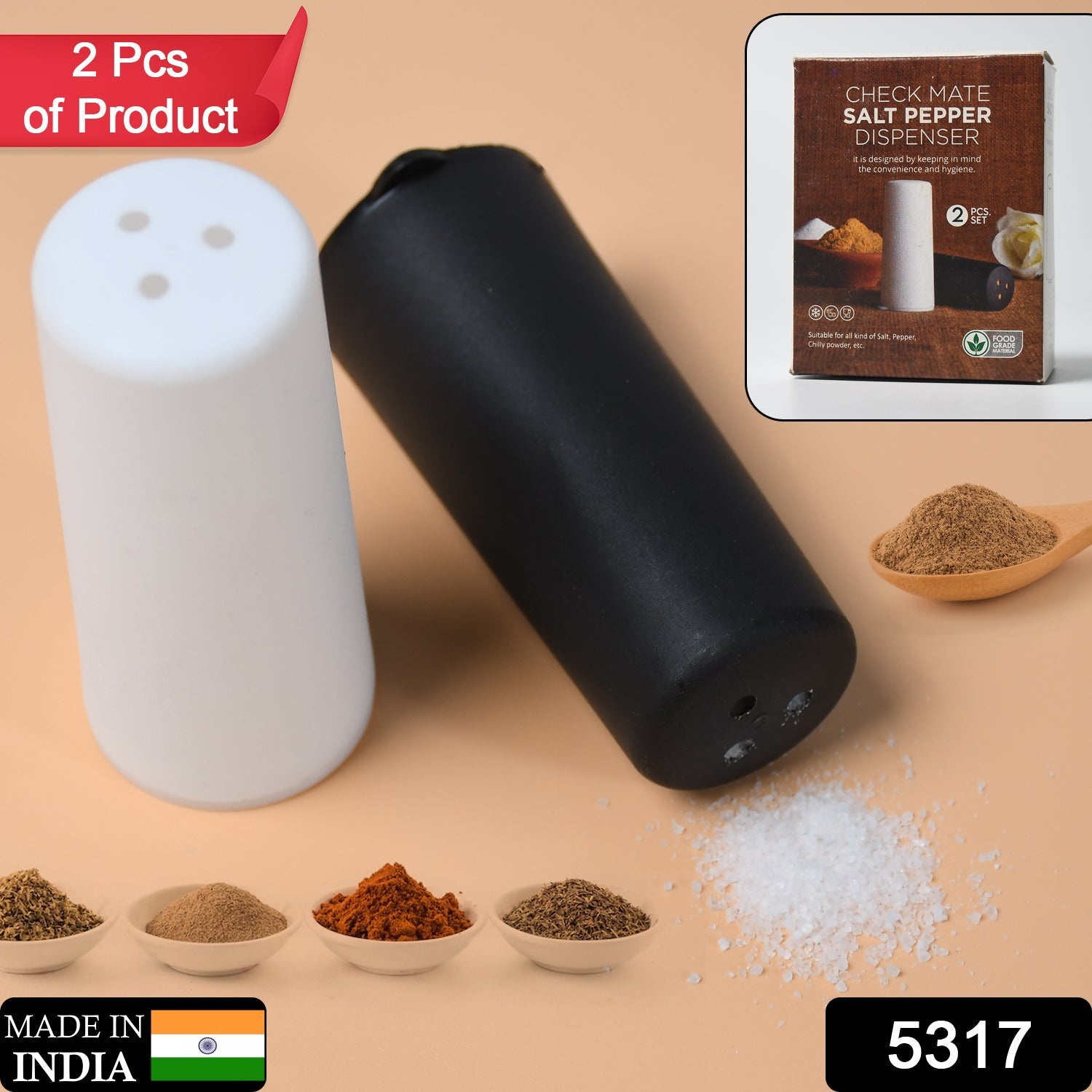 5317 Salt Pepper Dispenser Dining Table Spice Storing Use & New Look Dispenser For Home & Hotel Use DeoDap 5317 Salt Pepper Dispenser Dining Table Spice Storing Use & New Look Dispenser For Home & Hotel Use DeoDap